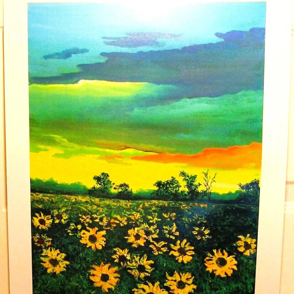 David Najar Signed Seriolithograph Sunflowers at Dusk Unframed